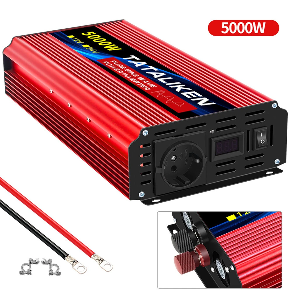 TATALIKEN Power Inverter 12V 24V to 110-220V Pure Sine Wave 2000W Rated Power 5000W Peak Power Converter Home Inverter (image for) TATALIKEN Power Inverter 12V 24V to 110-220V Pure Sine Wave 2000W Rated Power 5000W Peak Power Converter Home Inverter